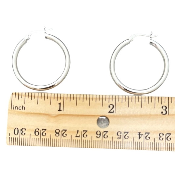 NWT 925 Silver 1 inch Hoop Earrings - Picture 2 of 3